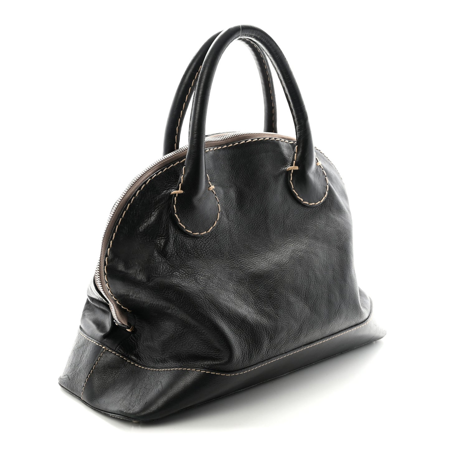 Calfskin Edith Dome Bowler Black