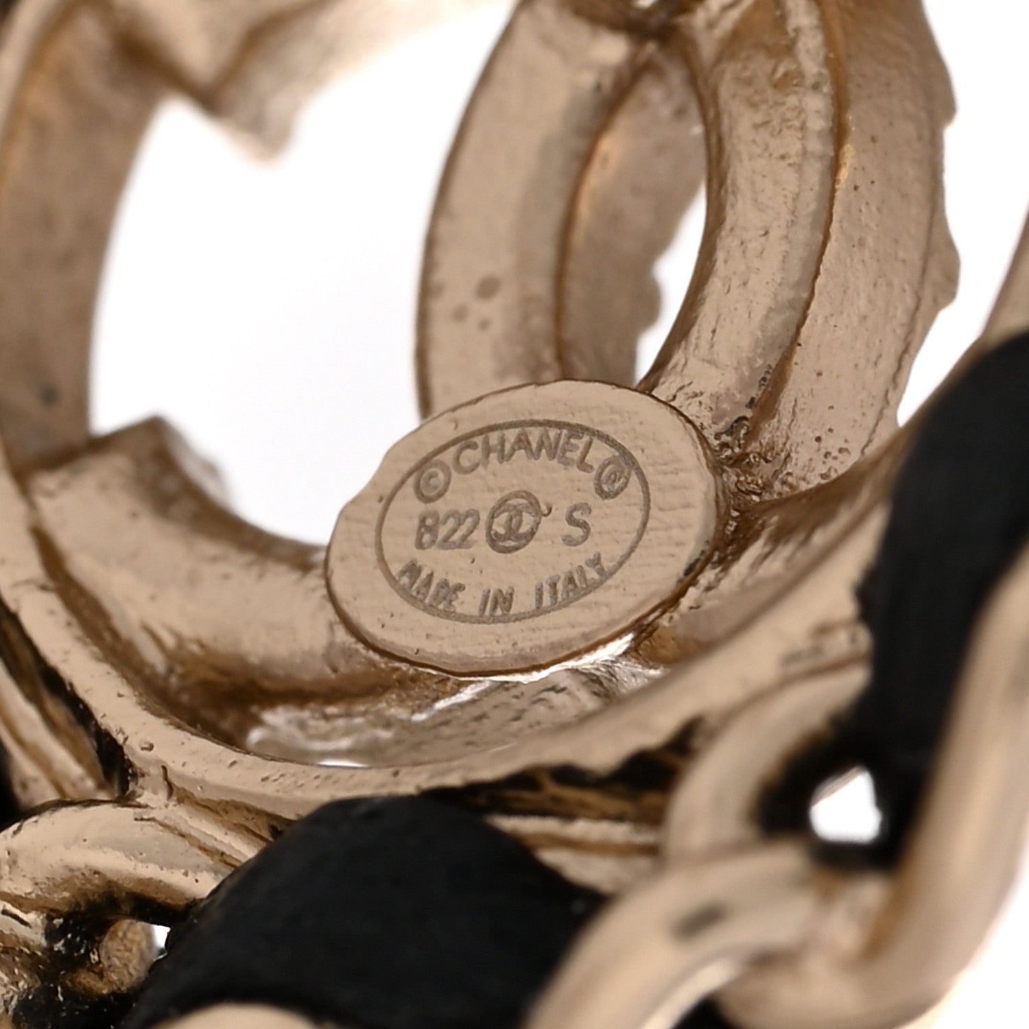 Chanel Crystal Lambskin Chain CC Stud Earrings Black Gold 4 of 5