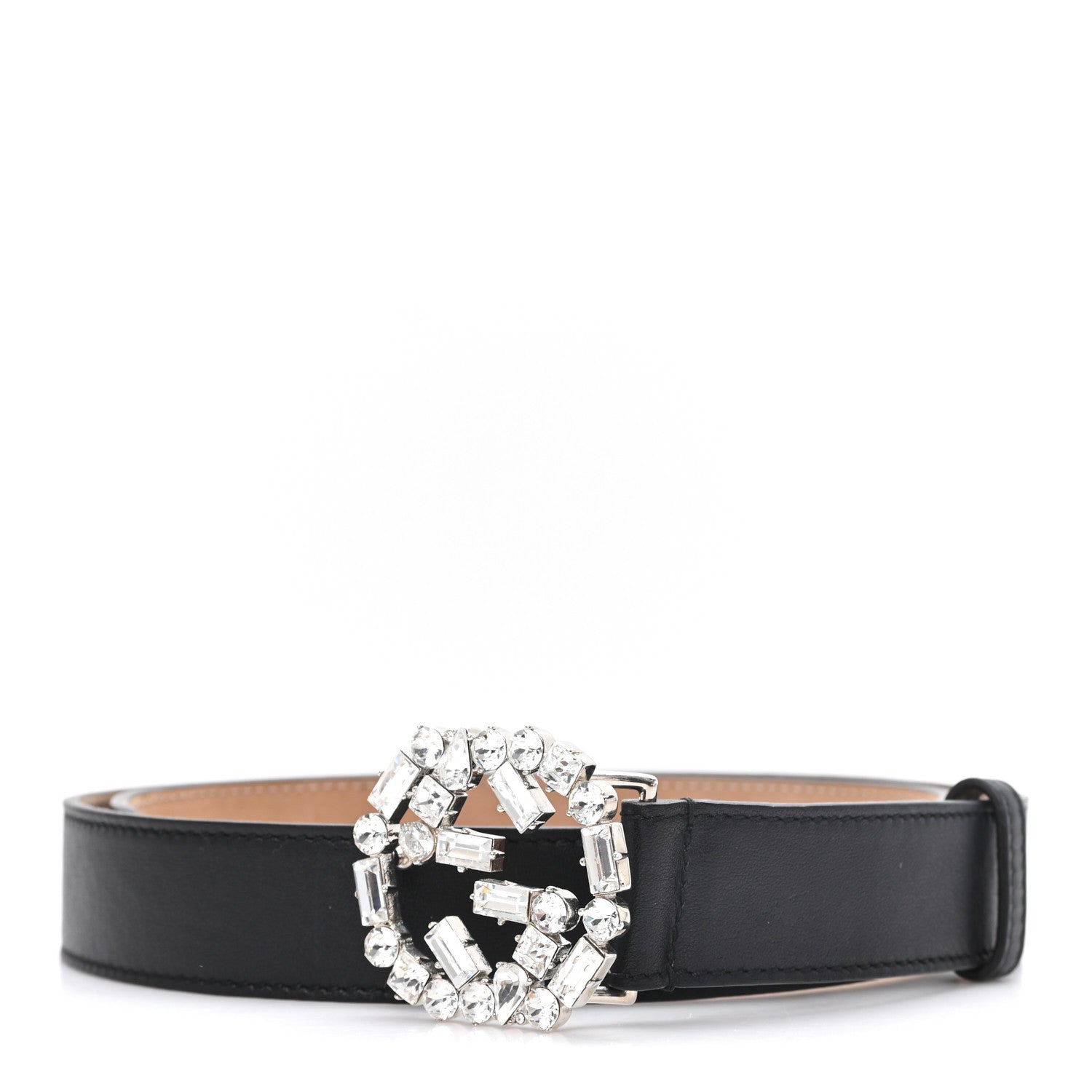 Gucci Calfskin Crystal Interlocking G Belt 80 32 Black 1 of 4