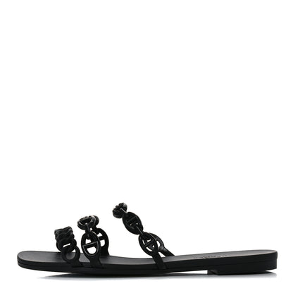 Hermes Rubber Chaine d'Ancre Rivage Sandals 35 Black 1 of 8
