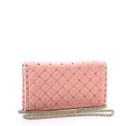 Valentino Garavani Velvet Rockstud Spike Wallet on Chain Water Rose 3 of 7