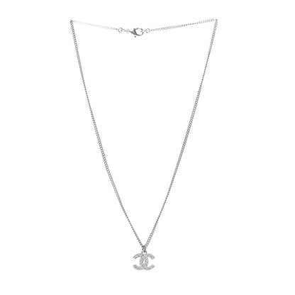 Chanel Crystal Timeless CC Necklace Silver 3 of 6
