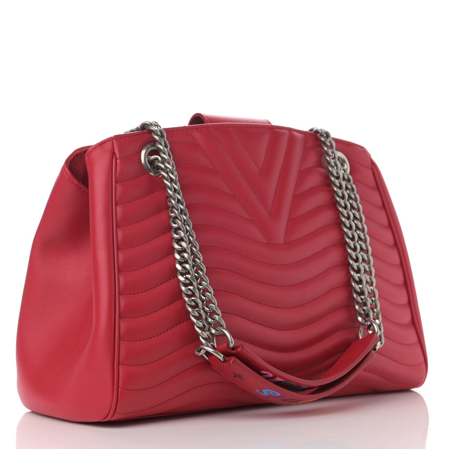Calfskin New Wave Chain Tote Ecarlate
