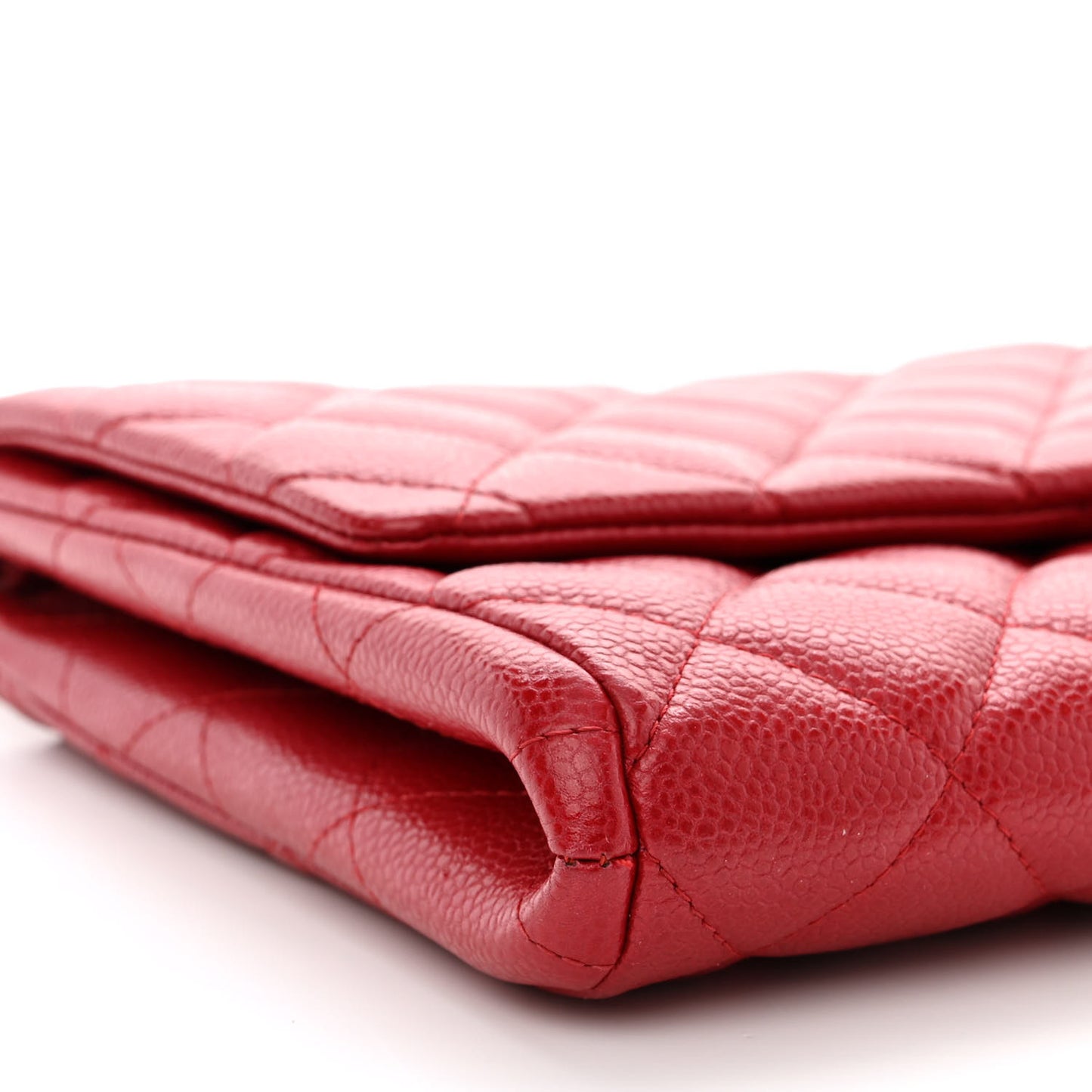 Caviar Quilted Clutch With Chain Flap Red