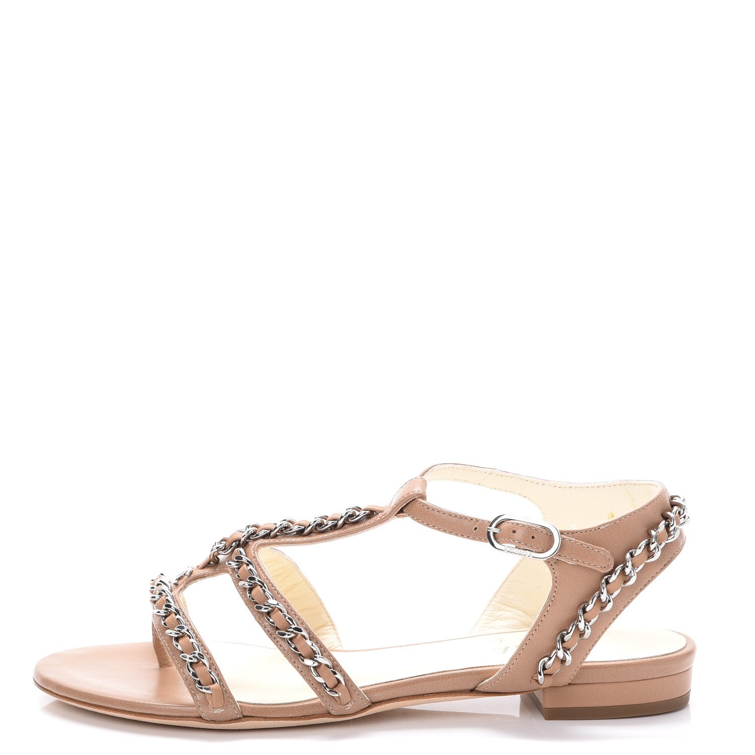 Chanel Lambskin CC Chain Sandals 35 Beige 1 of 9