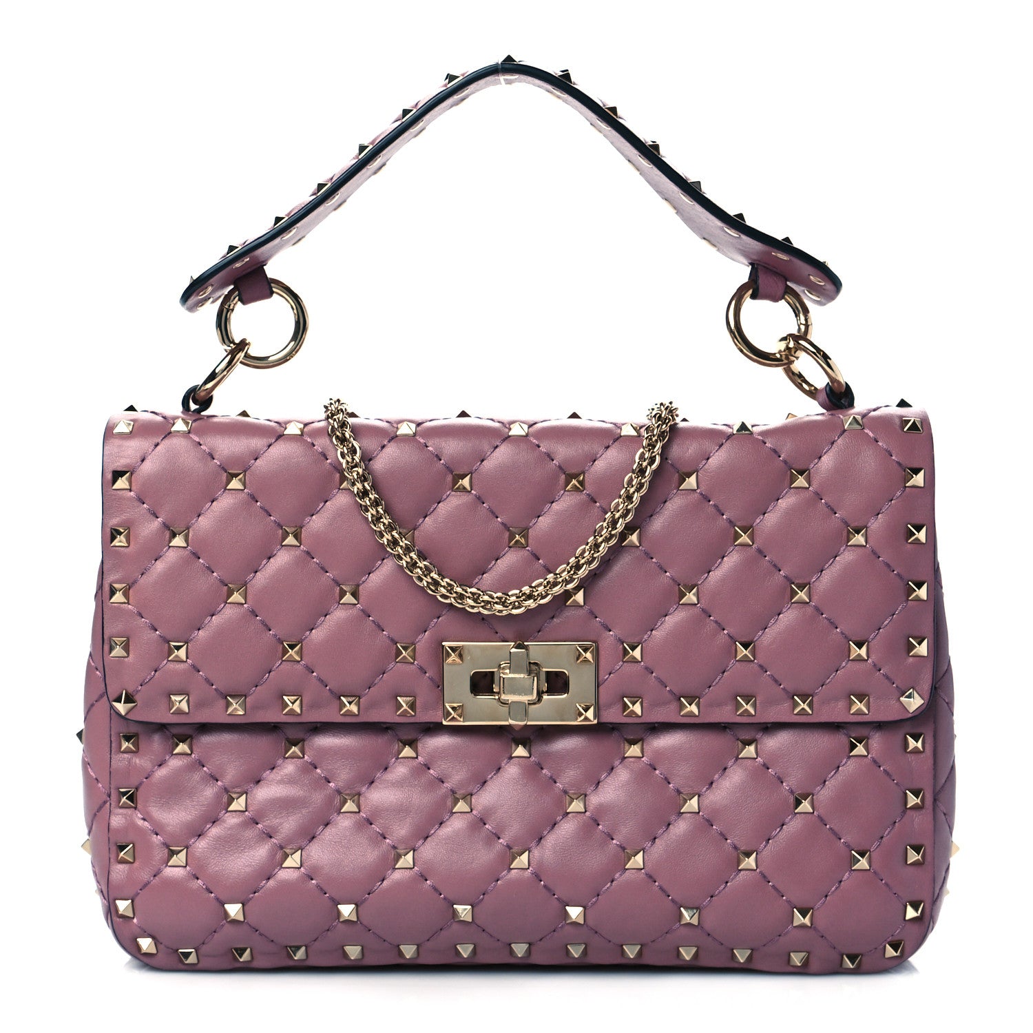 Valentino Garavani Lambskin Medium Rockstud Spike Shoulder Bag Antique Rose 1 of 8