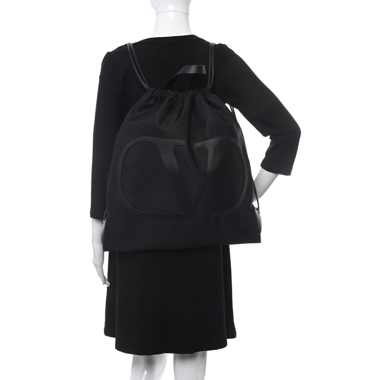 Valentino Garavani Nylon VLogo Drawstring Backpack Black 2 of 12