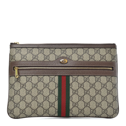 Gucci GG Supreme Monogram Large Ophidia Pouch Clutch Brown 1 of 7