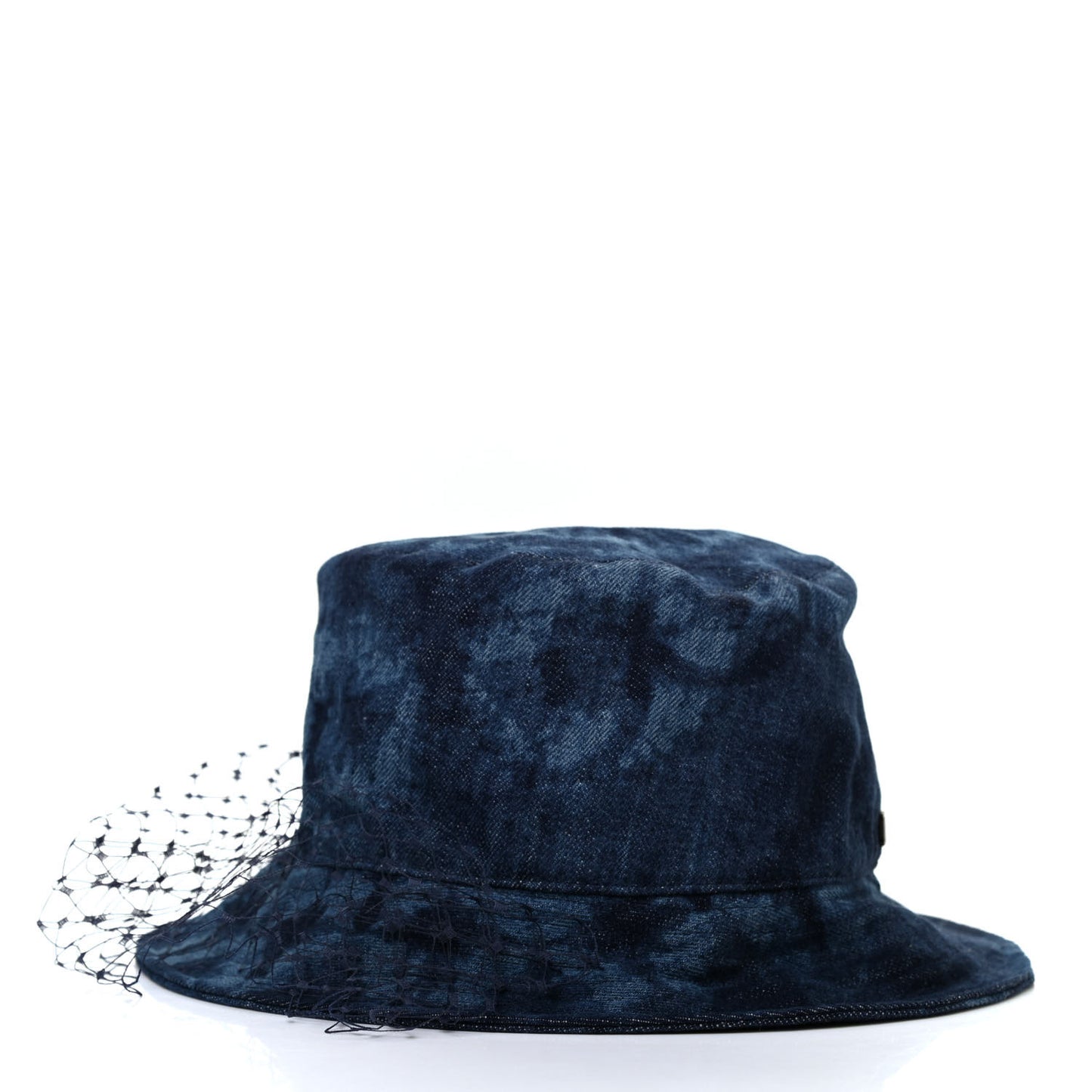 Cotton Small Kaleidoscopic Brim Bucket Hat with Veil 57 Blue