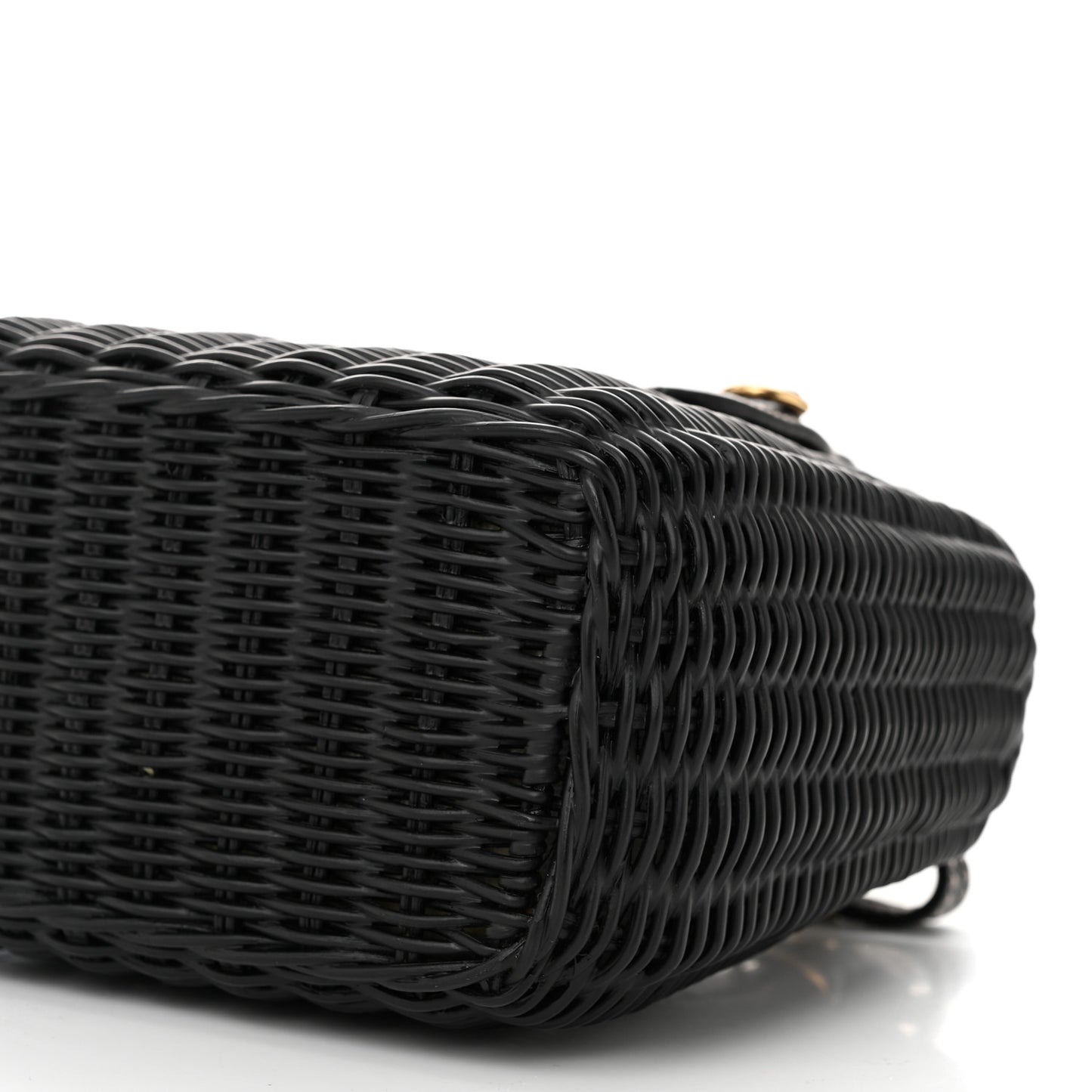 City Calfskin Wicker Midollino Crossbody Bag Black
