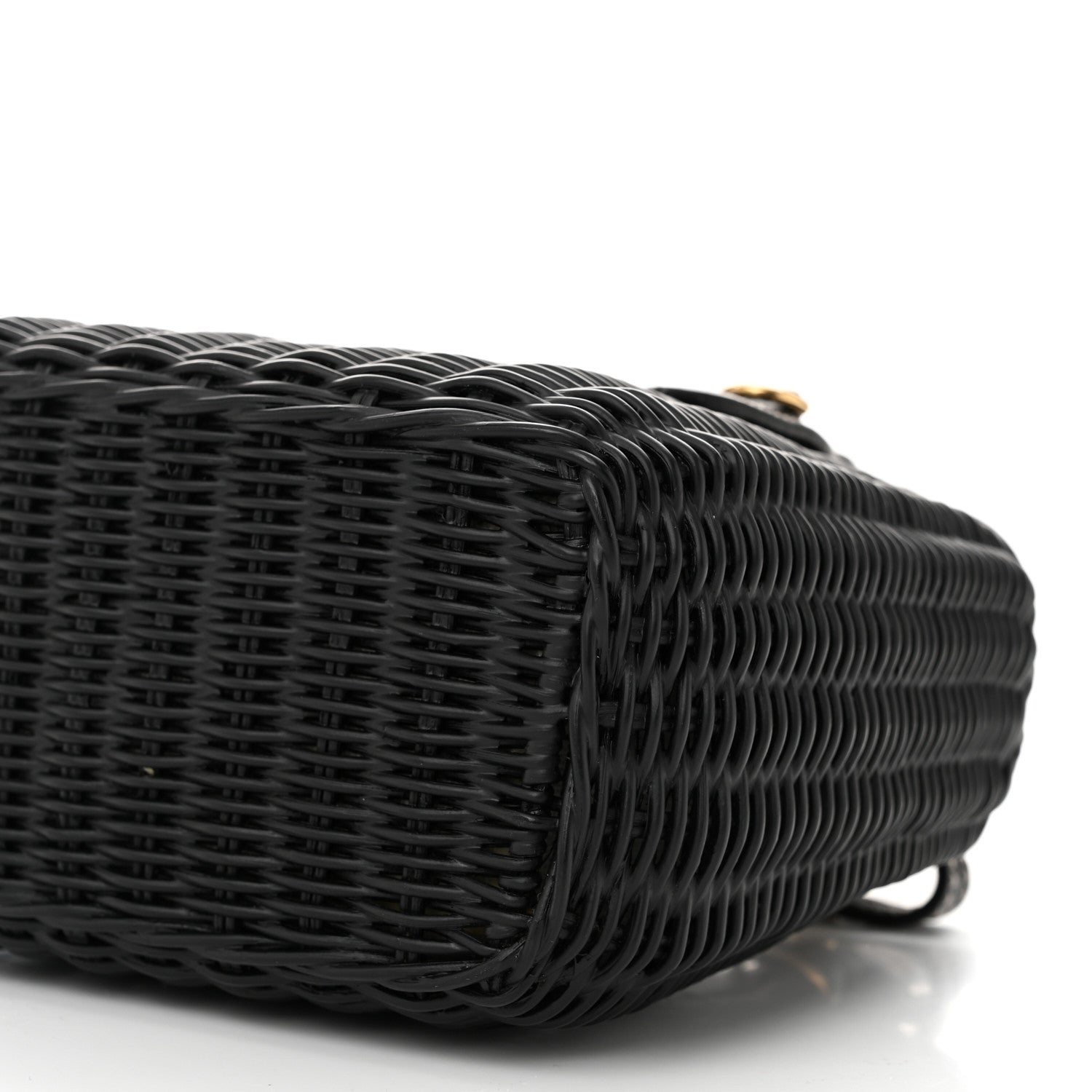 Miu Miu City Calfskin Wicker Midollino Crossbody Bag Black 7 of 7