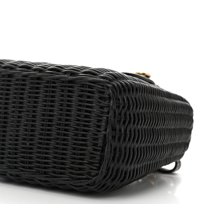 Miu Miu City Calfskin Wicker Midollino Crossbody Bag Black 7 of 7