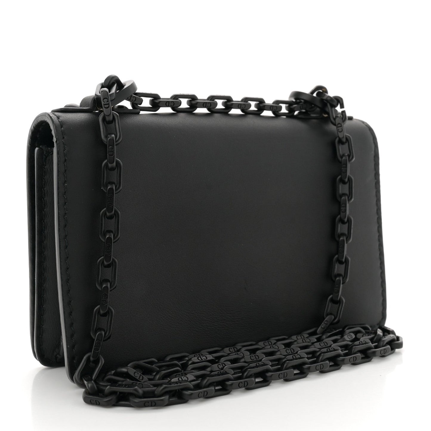 Ultra Matte Calfskin Mini J'Adior Chain Flap Bag Black