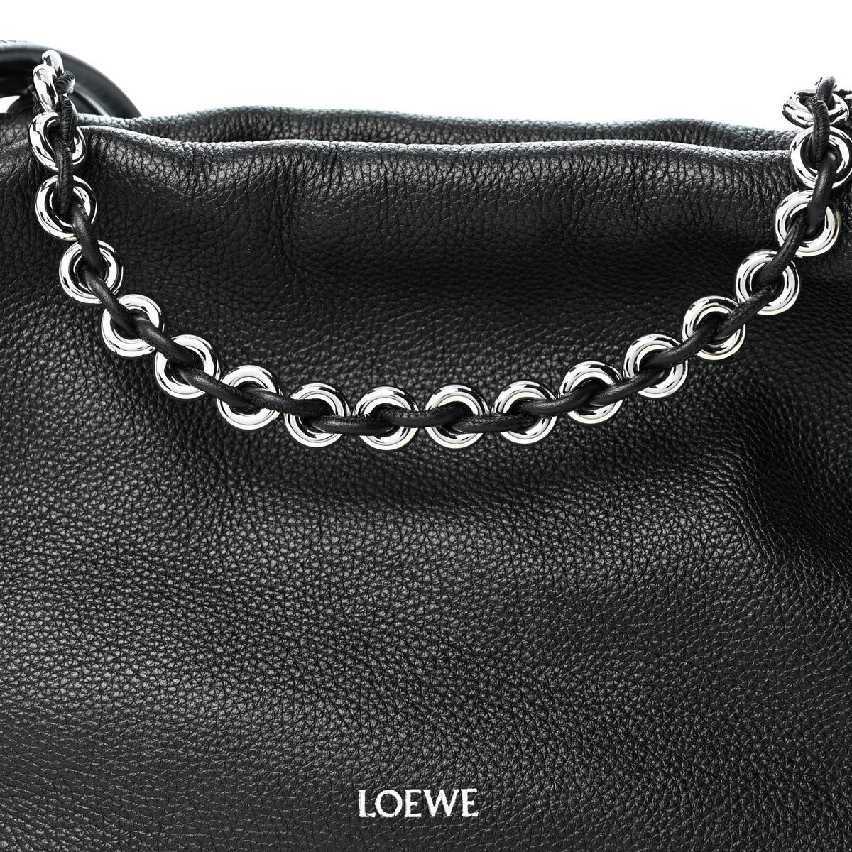 Loewe Mellow Nappa Medium Donut Chain Flamenco Knot Clutch Black 8 of 10