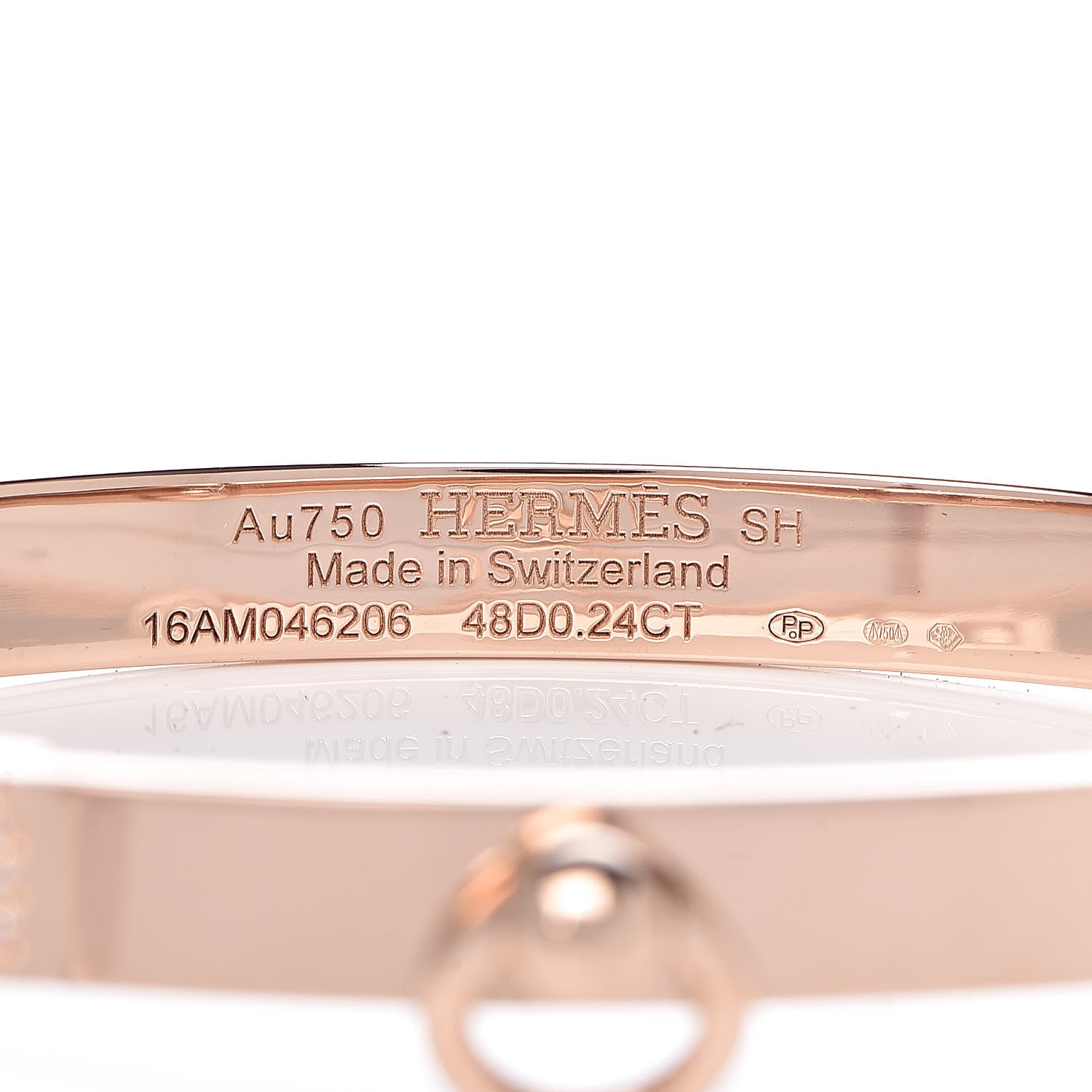 Hermes 18K Rose Gold Diamond PM Collier De Chien Bracelet SH 4 of 5