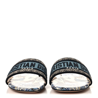 Christian Dior Canvas Embroidered Butterfly Dway Mules Slide Sandals 38 White Blue 3 of 9