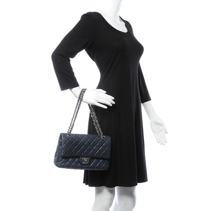 Chanel Washed Caviar Quilted Medium Double Flap Dark Blue 2 of 12