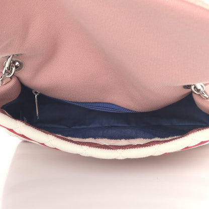 Chanel Jersey Felt Quilted Jumbo Flap Red White Pink 5 of 9