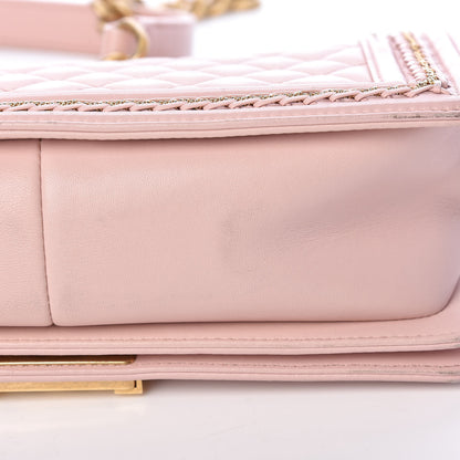 Chanel Lambskin Quilted Medium Chain Detail Boy Flap Light Pink 13 of 19