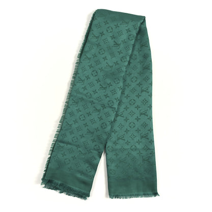 Louis Vuitton Silk Wool Monogram Shawl Green 2 of 3