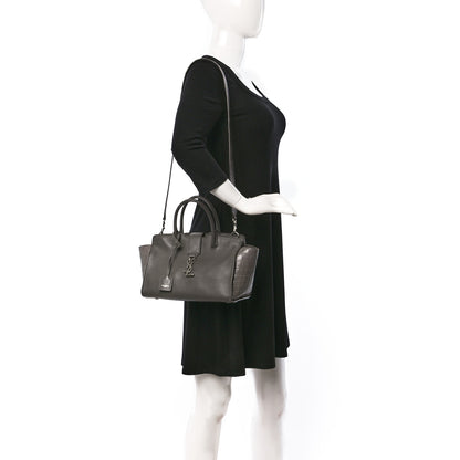 Saint Laurent Smooth Calfskin Crocodile Embossed Baby Monogram Downtown Cabas Earth 2 of 10