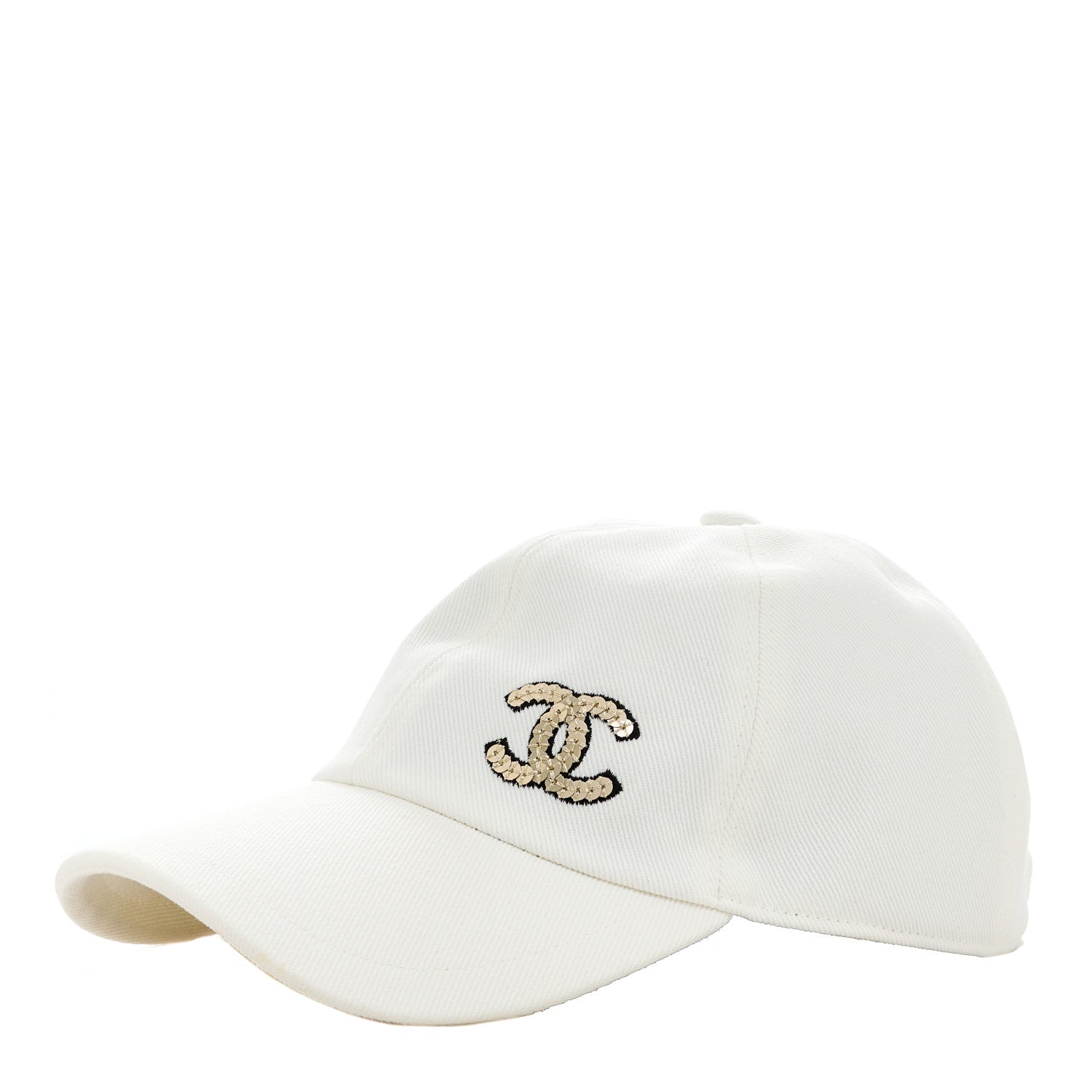 Chanel Cotton Sequin CC Cap Hat Ivory 1 of 8