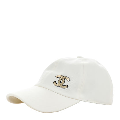 Chanel Cotton Sequin CC Cap Hat Ivory 1 of 8