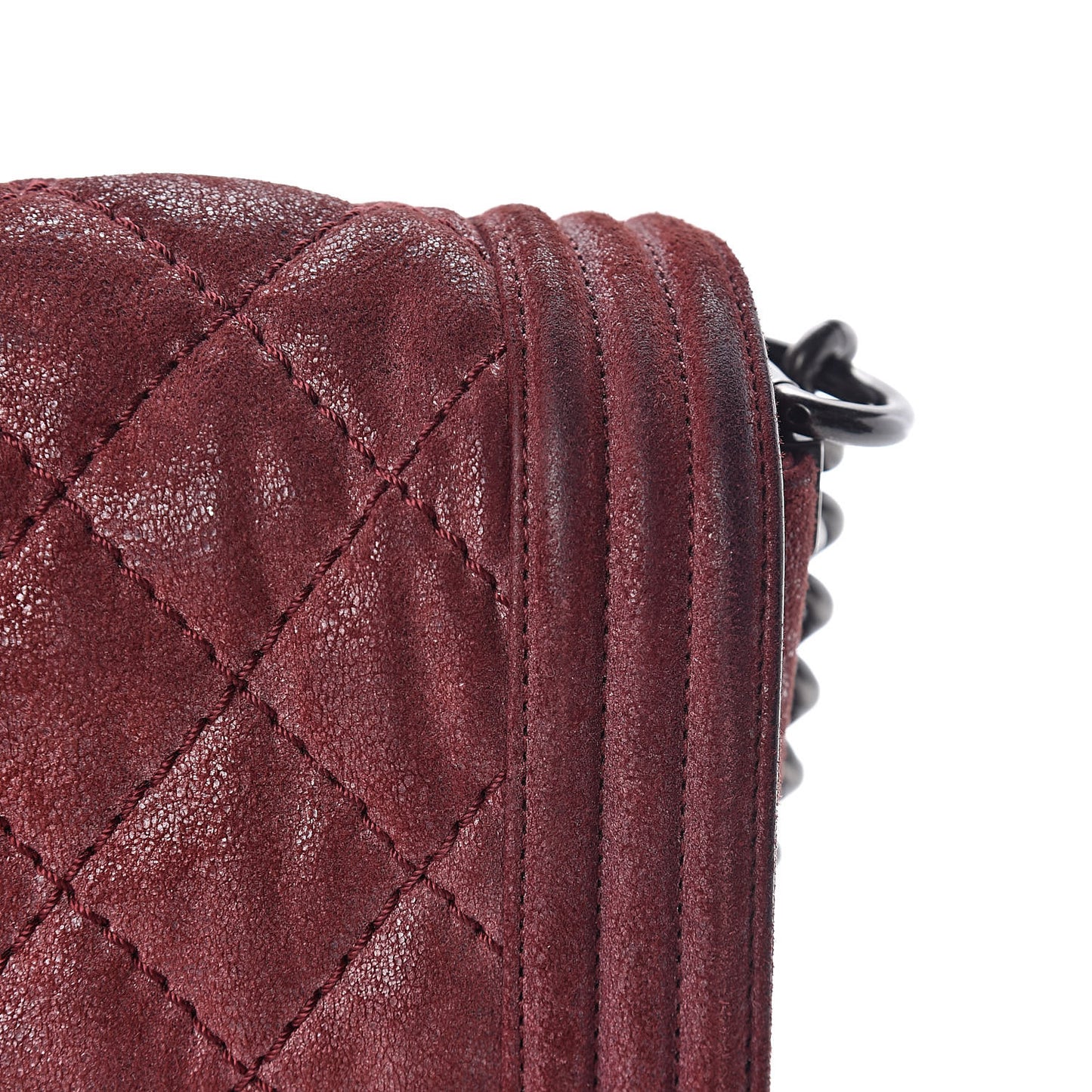 Iridescent Calfskin Quilted New Medium Gentle Boy Flap Dark Red