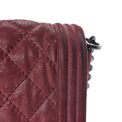 Chanel Iridescent Calfskin Quilted New Medium Gentle Boy Flap Dark Red 12 of 16
