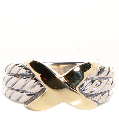 David Yurman Sterling Silver 14k Yellow Gold X Triple Row Ring 7 1 of 8