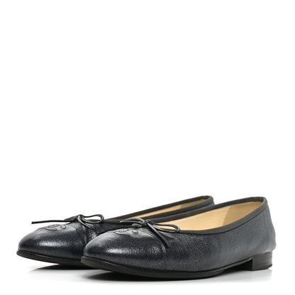 Chanel Metallic Calfskin Hologram Cap Toe Ballerina Flats 37.5 Dark Silver 4 of 9