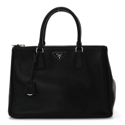 Prada City Calf Hand Stitched Large Galleria Double Zip Tote Black 1 of 13