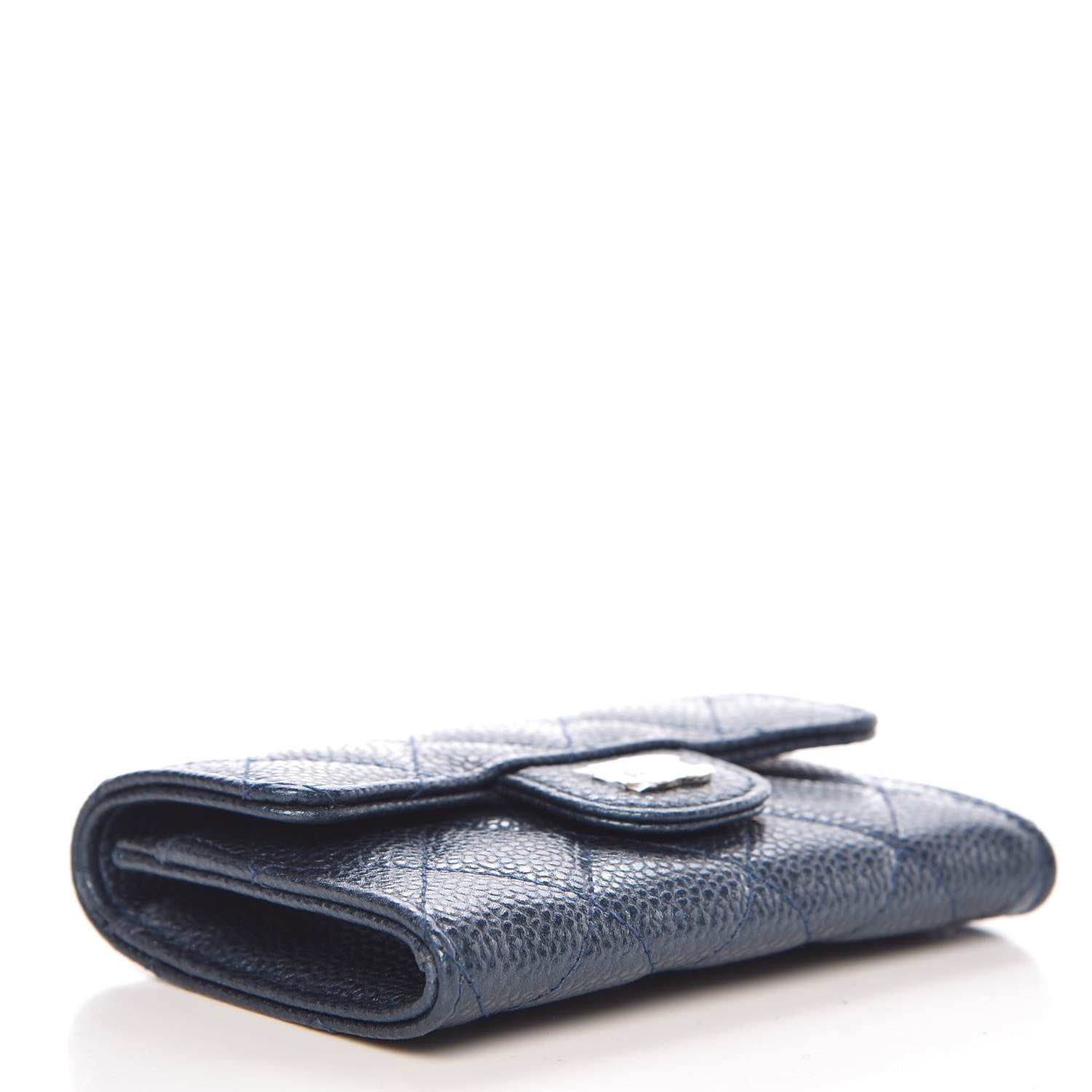 Chanel Metallic Caviar Quilted Flap Card Holder Dark Blue 4 of 11