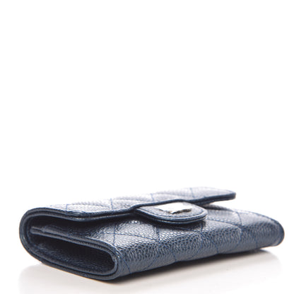 Chanel Metallic Caviar Quilted Flap Card Holder Dark Blue 4 of 11