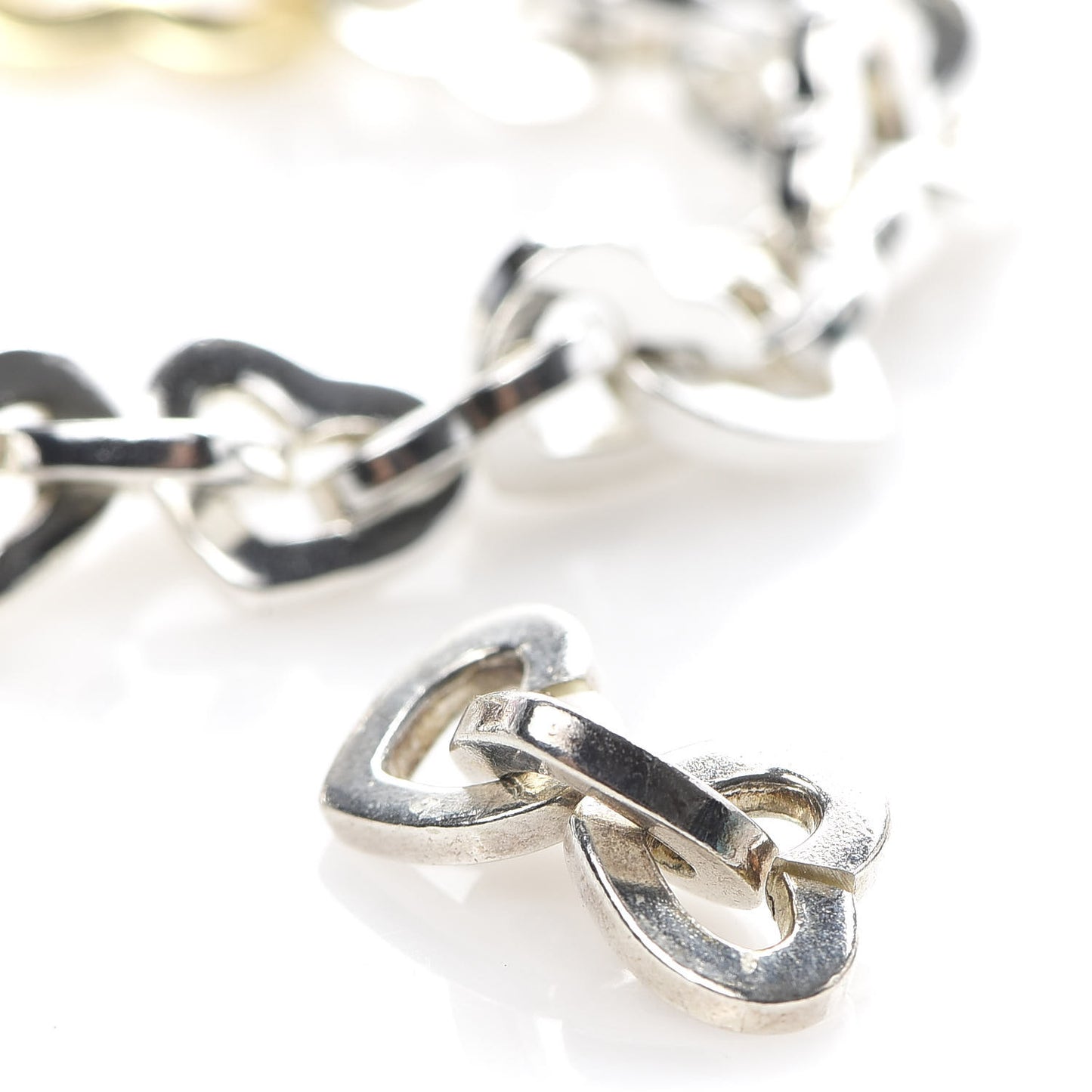 Sterling Silver 18K Yellow Gold Heart Links Bracelet
