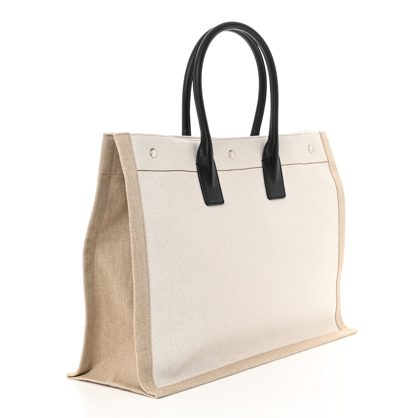 Linen Calfskin Rive Gauche Tote Optic White
