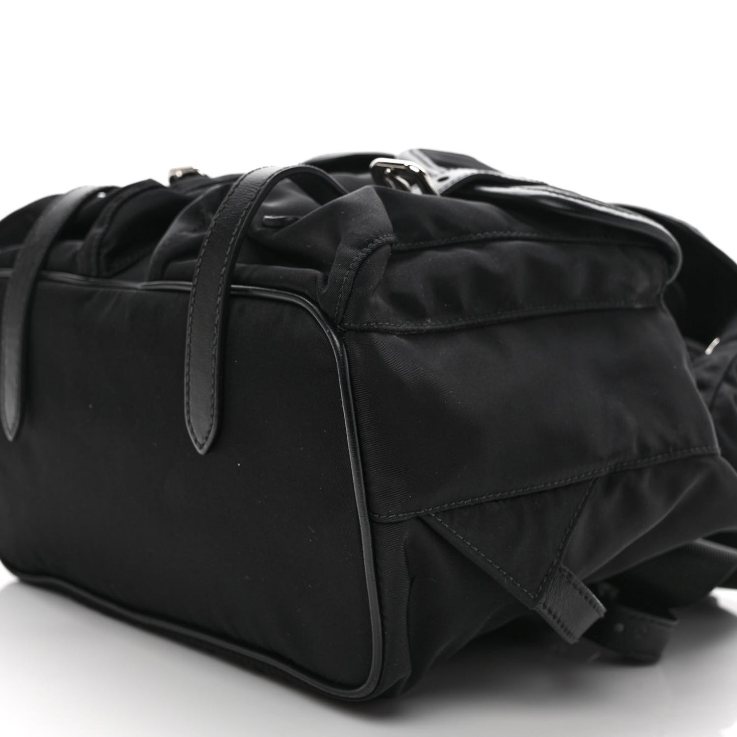 Tessuto Nylon Soft Calfskin Small Backpack Black