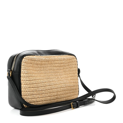 Saint Laurent Raffia Canvas Monogram Lou Camera Bag Naturel 3 of 12
