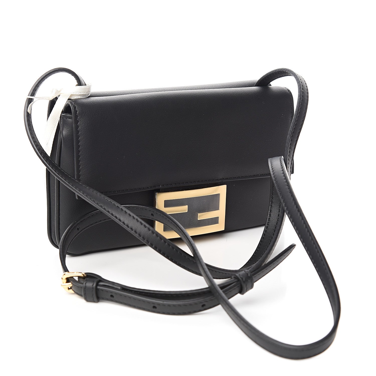 Fendi Vitello Grace Matte Duo Baguette Black 2 of 12