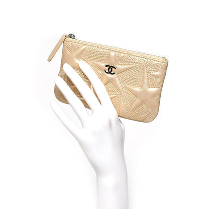 Chanel Metallic Lambskin Star Embossed Coin Purse Case Gold 2 of 8
