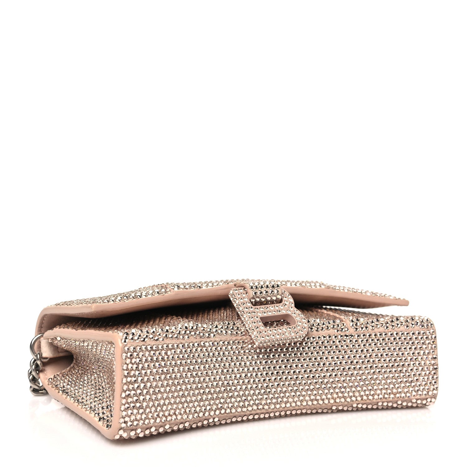 Balenciaga Strass Suede Crystal Hourglass Chain Bag Rose Gold 4 of 9