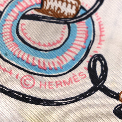 Hermes Silk Chevaloscope Neon Twilly White Bleu Rouge 3 of 7