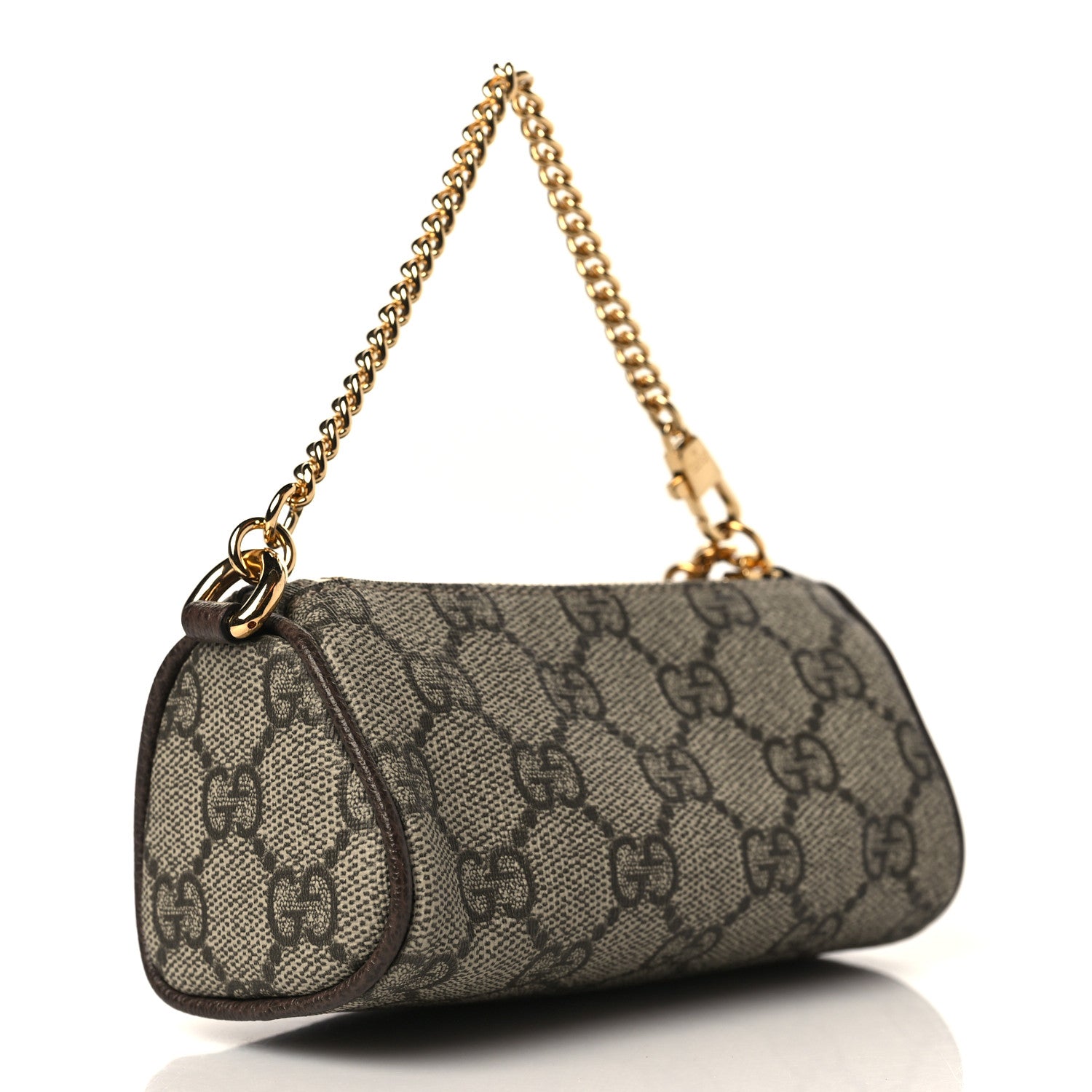 Gucci GG Supreme Monogram Strawberry Retro Interlocking G Barrel Coin Purse Beige Ebony 3 of 9