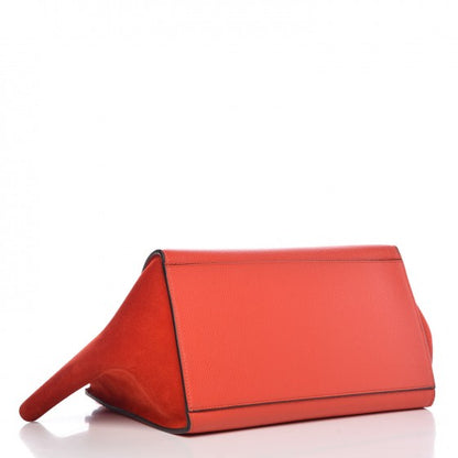 Celine Drummed Calfskin Suede Small Trapeze Vermillion 5 of 7
