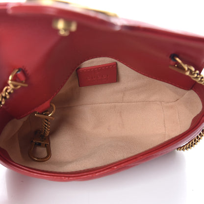 Gucci Calfskin Matelasse Super Mini GG Marmont Shoulder Bag Hibiscus Red 5 of 11