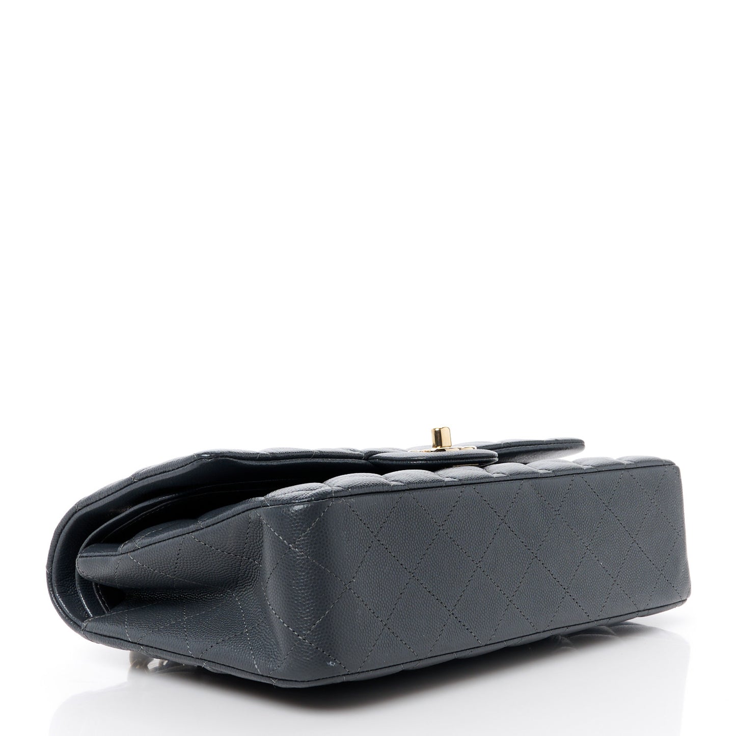 Caviar Quilted Medium Double Flap Dark Grey