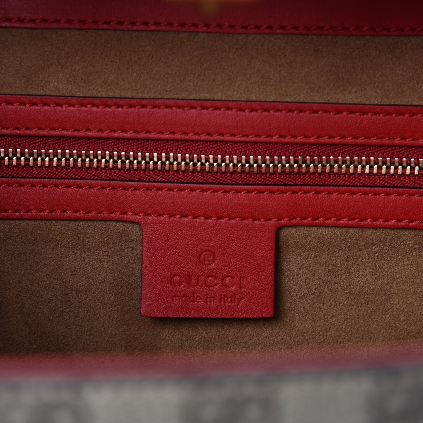 GG Supreme Monogram Calfskin Medium Padlock Top Handle Bag Beige Hibiscus Red New Rosette