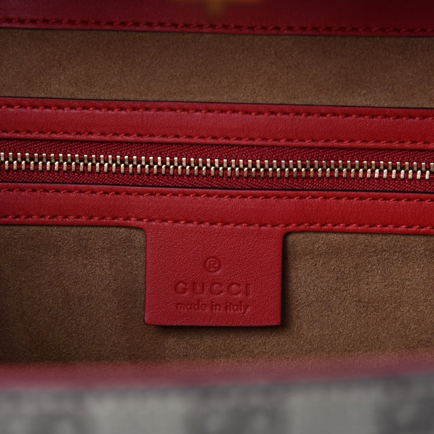 Gucci GG Supreme Monogram Calfskin Medium Padlock Top Handle Bag Beige Hibiscus Red New Rosette 8 of 10
