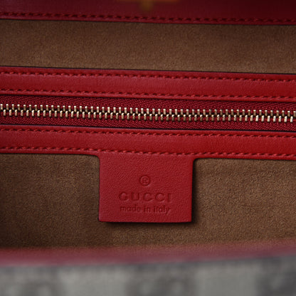 Gucci GG Supreme Monogram Calfskin Medium Padlock Top Handle Bag Beige Hibiscus Red New Rosette 8 of 10