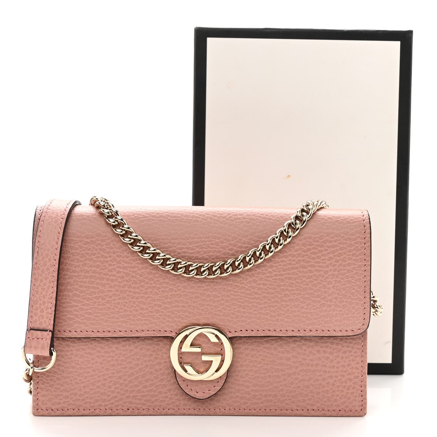 Gucci Dollar Calfskin Interlocking G Chain Wallet Soft Pink 11 of 11
